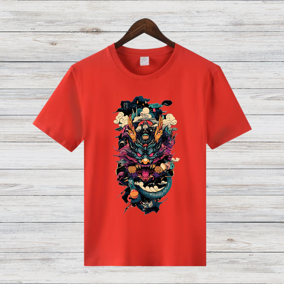 Mystischer Drachengeist | Asiatisches Kunst T-Shirt | Fantasievolles Drachen-Design | Stilvolles Statement Shirt für Wintertage