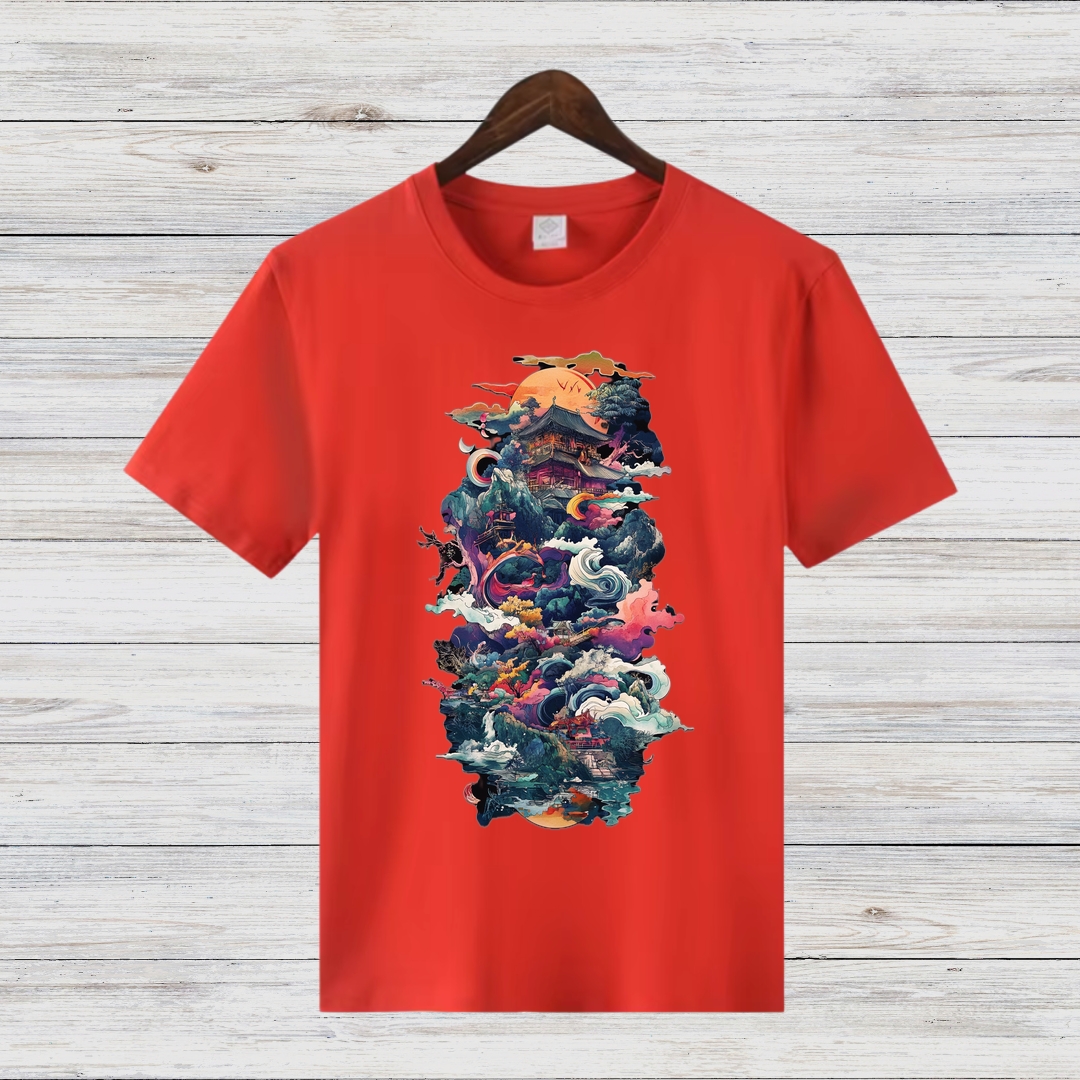 Mystisches Japan Shirt | Fantasievolles Kunst-Design | Asiatische Ästhetik | Stilvolles Baumwollshirt für den Winter