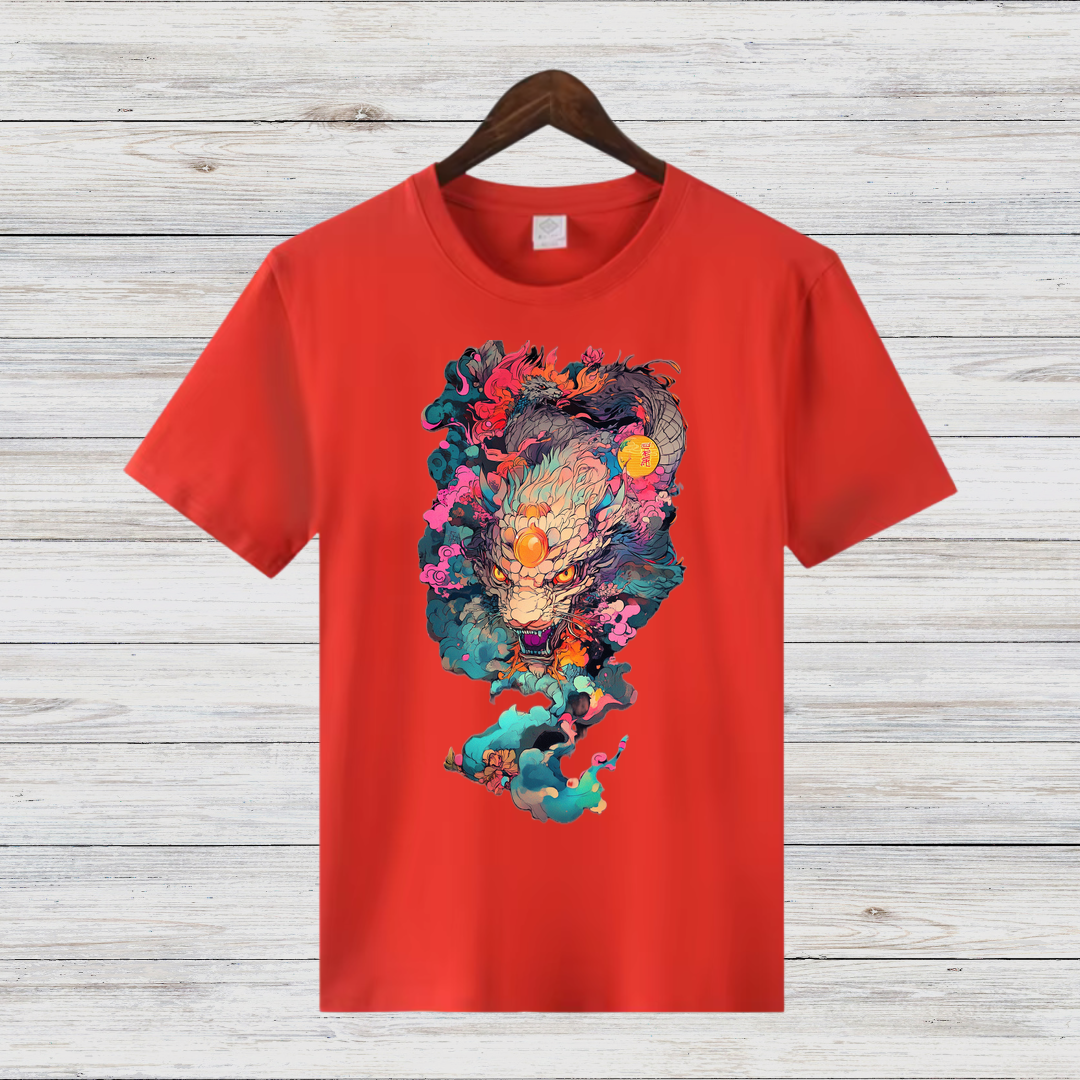 Mystischer Drachengeist | Asiatisches Kunst T-Shirt | Fantasievolles Drachenmotiv | Stilvolles Statement Shirt für den Winter