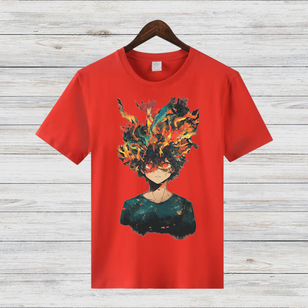 Feuergeist Anime Shirt | Cooles Manga T-Shirt | Episches Flammen-Design | Baumwollshirt für Anime-Fans