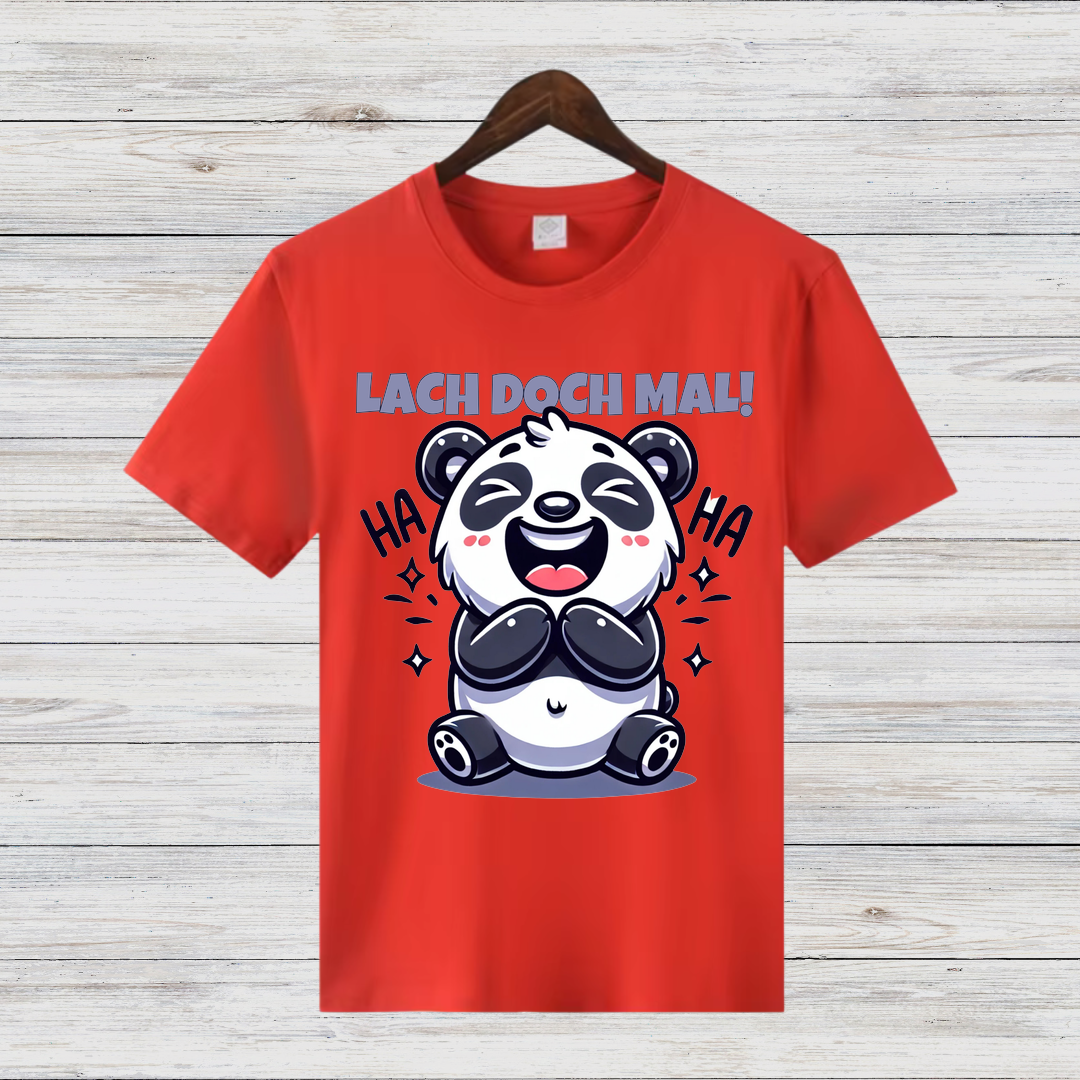 Lach doch mal! | Lustiges Panda T-Shirt | Humorvolles Wintershirt | Statement Shirt für gute Laune