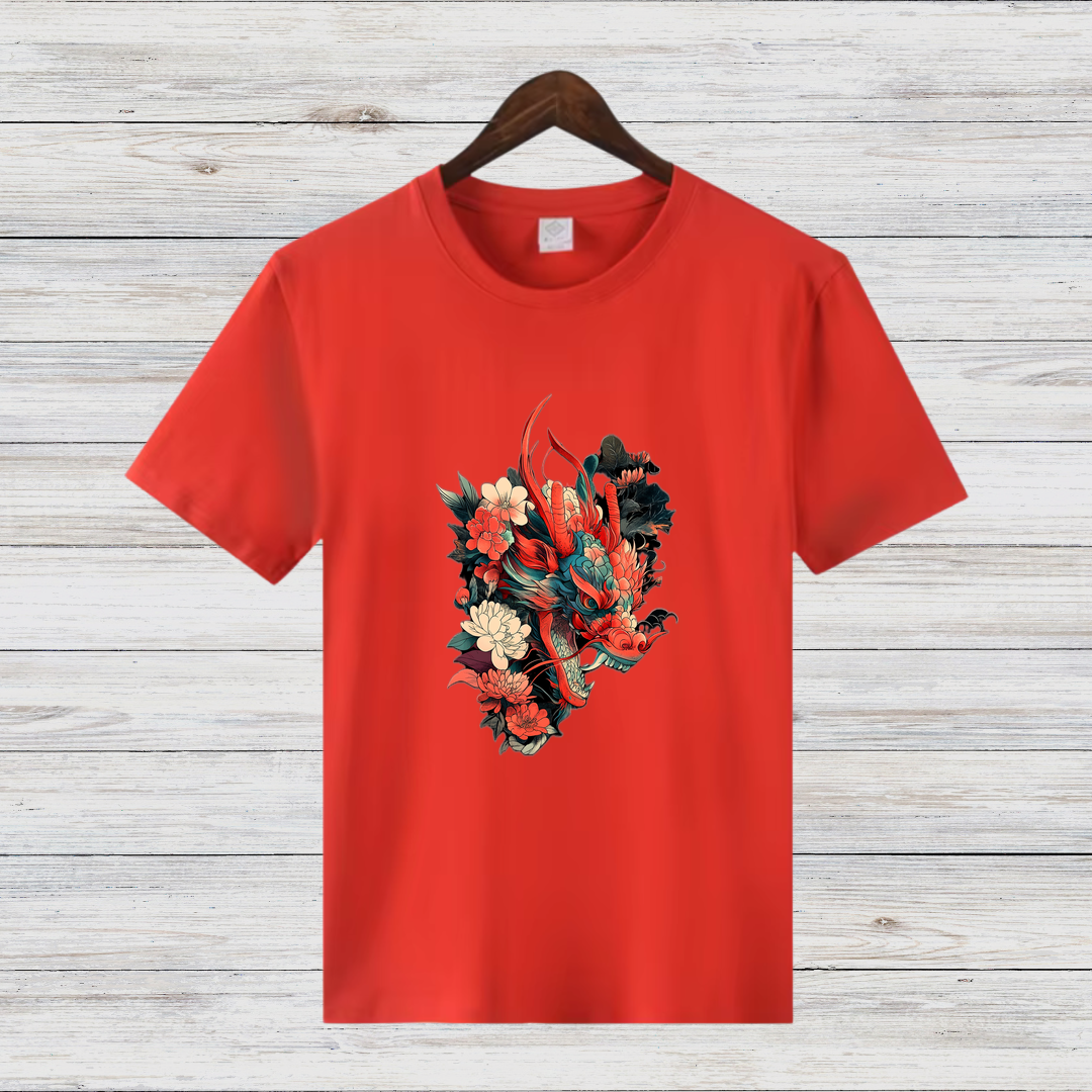 Drachenblüte | Mystisches Drachen T-Shirt | Asiatisches Kunstdesign | Stylisches Shirt für Fantasy-Fans