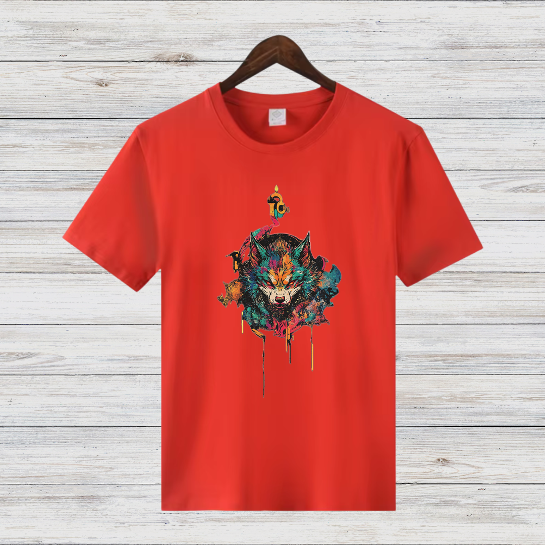 Mystischer Wolf | Künstlerisches T-Shirt | Wildes Design für Tierliebhaber | Cooles Statement Shirt für Männer