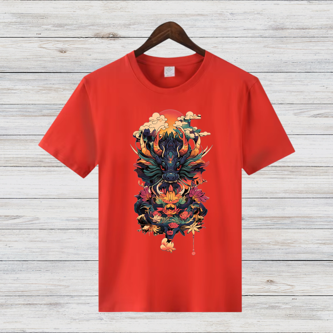 Mystischer Drachengeist | Asiatisches Kunst T-Shirt | Fantasievolles Design | Stilvolles Baumwollshirt für Wintertage
