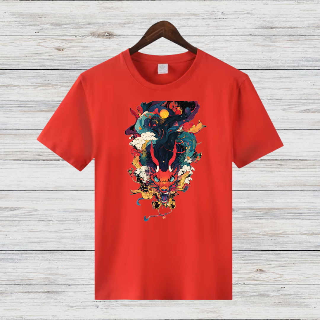 Mystischer Drachengeist | Asiatisches Kunst T-Shirt | Fantasievolles Design | Streetwear Shirt für Wintertage