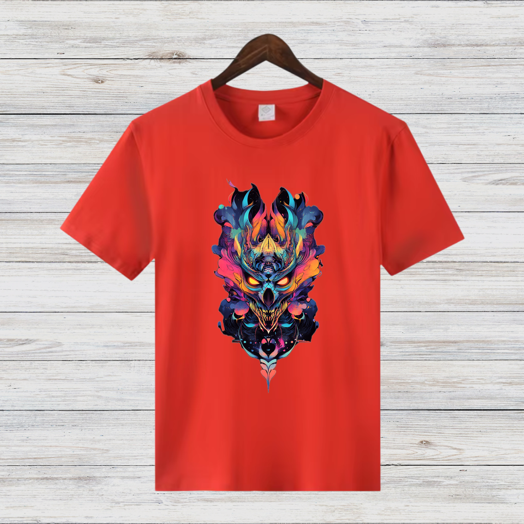 Feuerdämon Shirt | Mystisches Totenkopf Design | Stylisches Fantasy T-Shirt | Streetwear für Rebellen