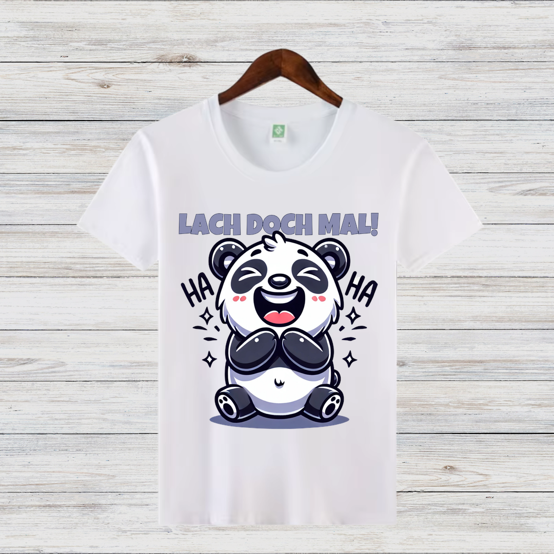Lach doch mal! | Lustiges Panda T-Shirt | Humorvolles Wintershirt | Statement Shirt für gute Laune