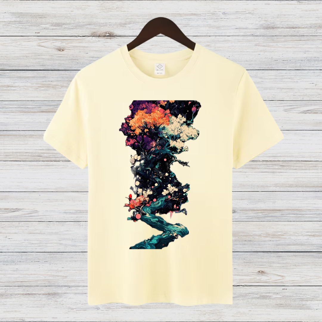 Magischer Winterbaum | Künstlerisches T-Shirt | Natur trifft Fantasie | Stilvolles Baumwollshirt für die kalte Jahreszeit