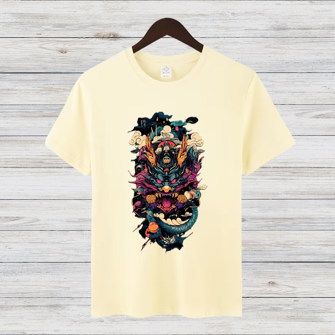 Mystischer Drachengeist | Asiatisches Kunst T-Shirt | Fantasievolles Drachen-Design | Stilvolles Statement Shirt für Wintertage