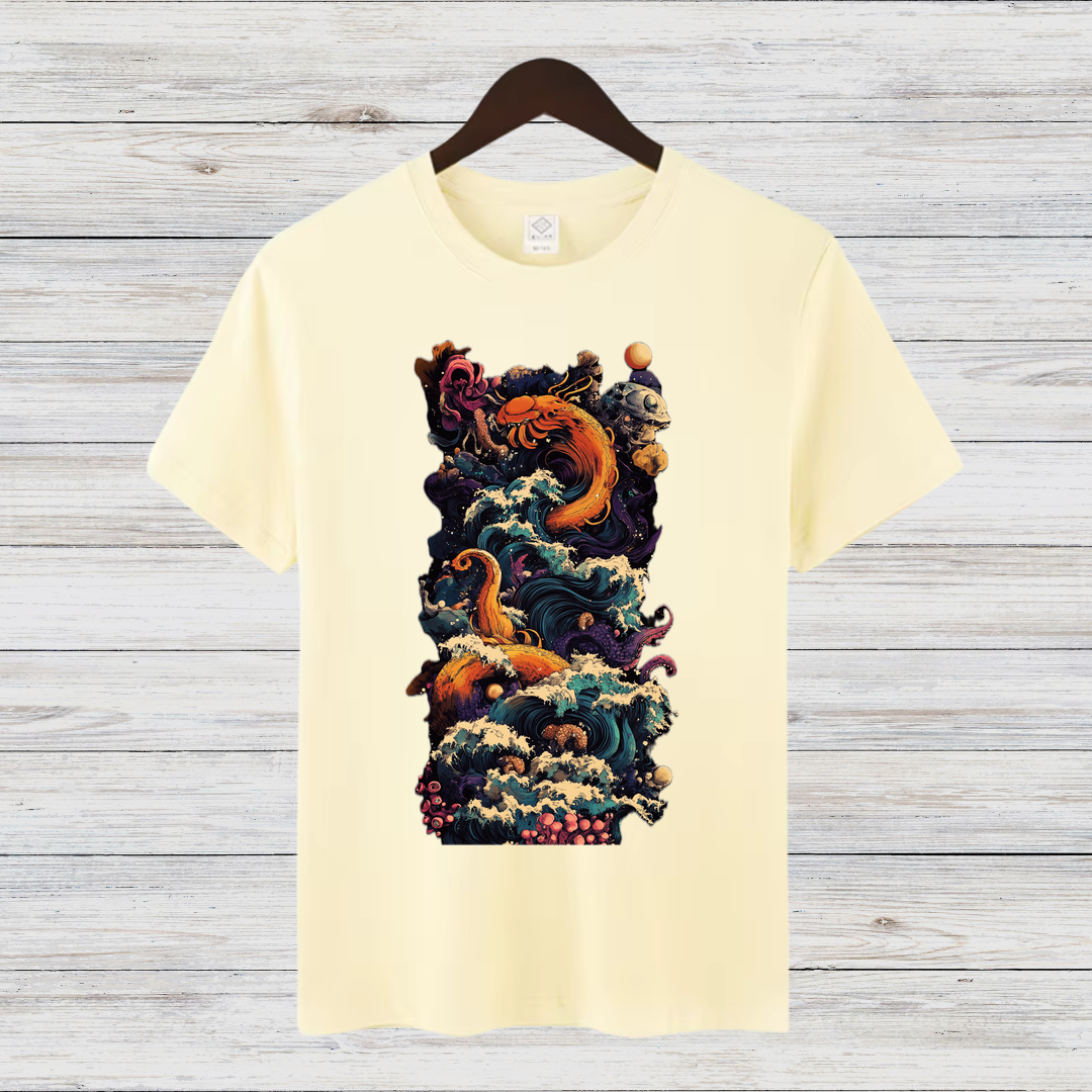 Mystische Meeresflut | Künstlerisches Fantasy-Shirt | Ozean-Design für Abenteurer | Stilvolles Statement-Shirt für den Winter