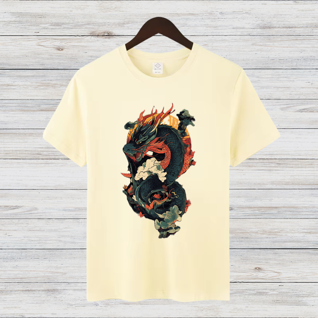 Mystischer Drache | Asiatisches Drachenmotiv | Stilvolles Wintershirt | Fantasy T-Shirt für Fans | Herren Shirt mit Drachen-Design