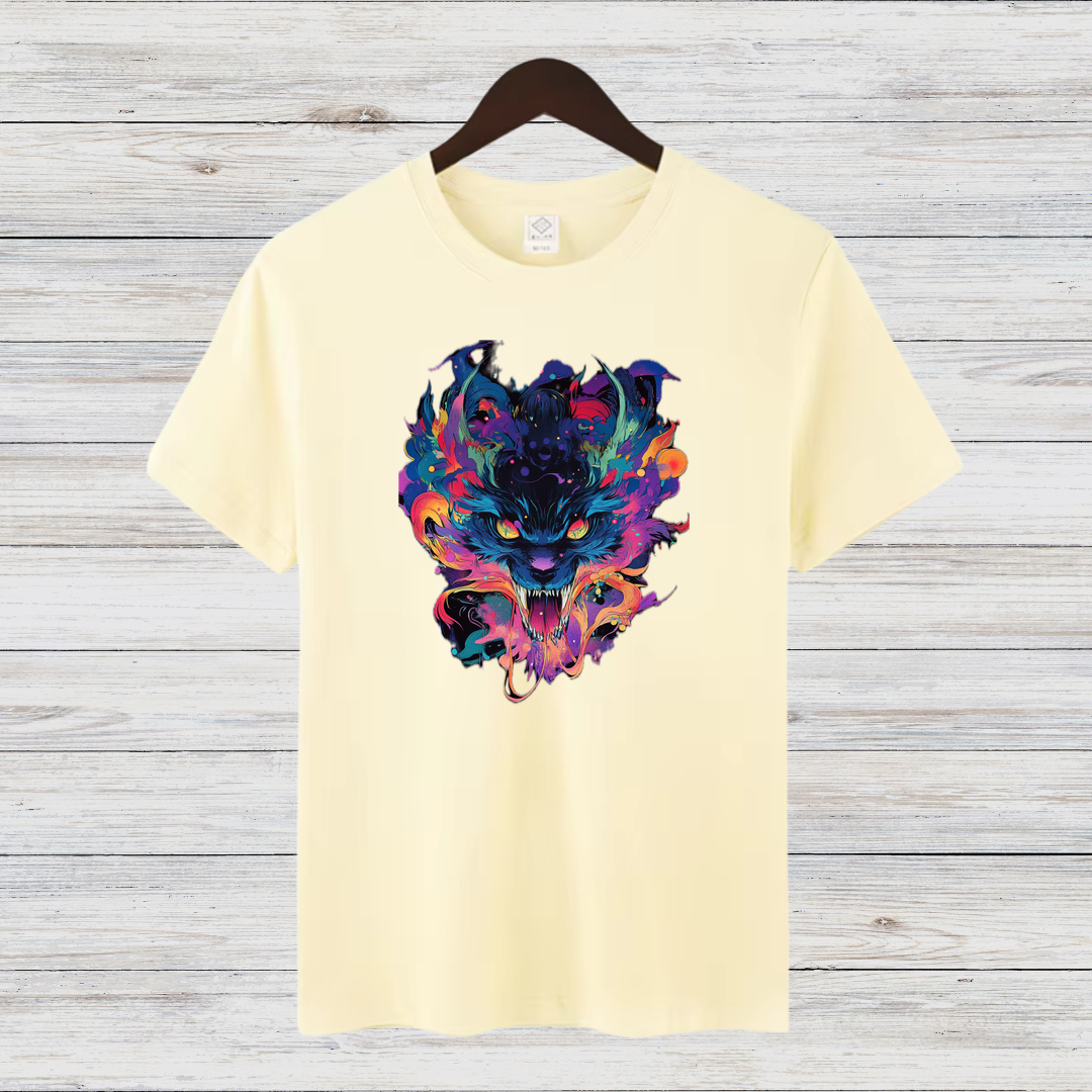 Mystischer Wolf | Künstlerisches T-Shirt | Wildes Design für Tierliebhaber | Cooles Statement Shirt für Männer