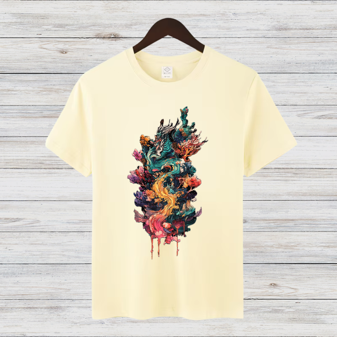 Magisches Drachen-Shirt | Künstlerisches Fantasy T-Shirt | Mystisches Design | Stilvolles Baumwollshirt für Fantasy-Fans