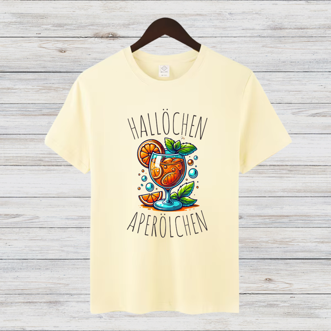 Hallöchen Aperölchen | Lustiges Party-Shirt | Stylisches Freizeitshirt | Geschenk für Aperol-Liebhaber