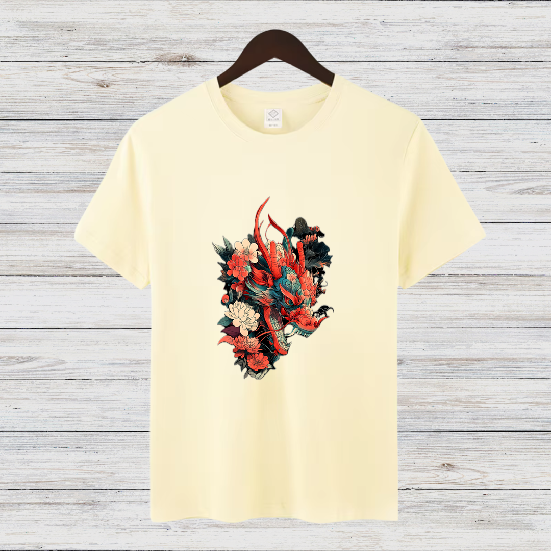 Drachenblüte | Mystisches Drachen T-Shirt | Asiatisches Kunstdesign | Stylisches Shirt für Fantasy-Fans