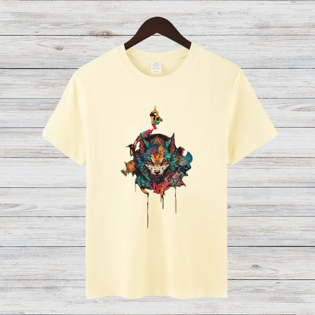 Mystischer Wolf | Künstlerisches T-Shirt | Wildes Design für Tierliebhaber | Cooles Statement Shirt für Männer