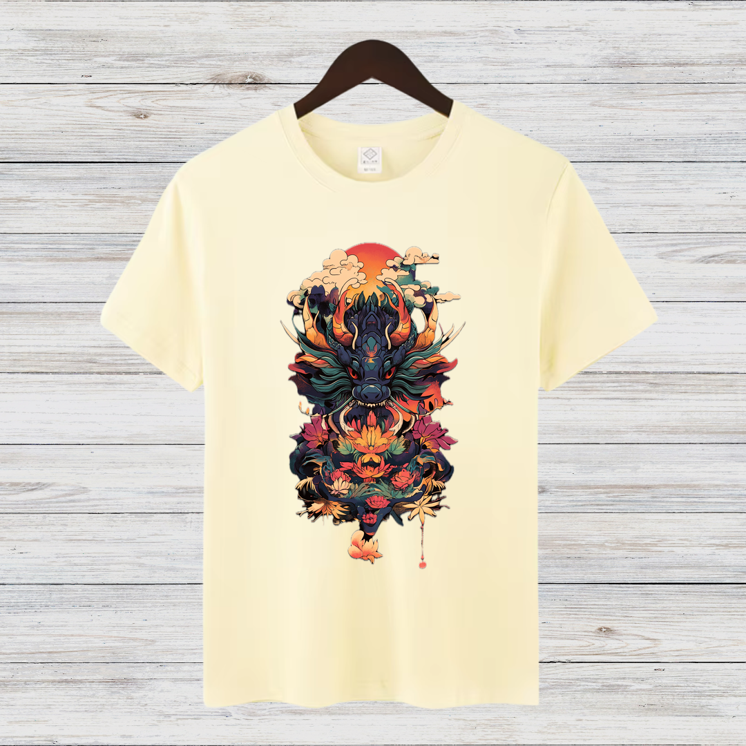 Mystischer Drachengeist | Asiatisches Kunst T-Shirt | Fantasievolles Design | Stilvolles Baumwollshirt für Wintertage