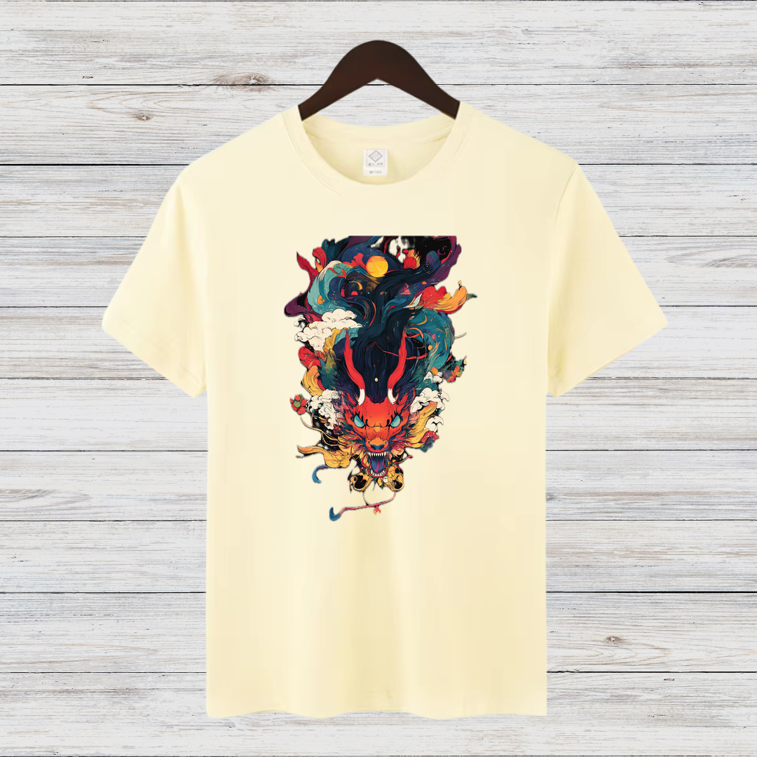 Mystischer Drachengeist | Asiatisches Kunst T-Shirt | Fantasievolles Design | Streetwear Shirt für Wintertage
