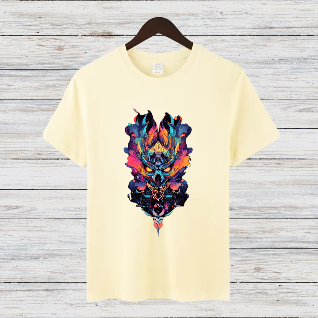 Feuerdämon Shirt | Mystisches Totenkopf Design | Stylisches Fantasy T-Shirt | Streetwear für Rebellen