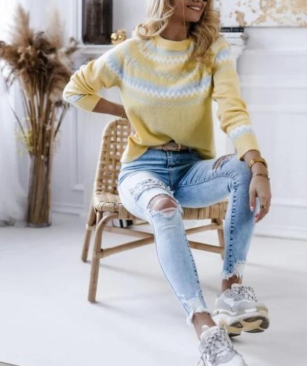 Santvarius® - Fresh yellow long-sleeved sweater