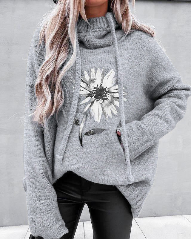 HerbstTrend® - Grey hoodie with floral print