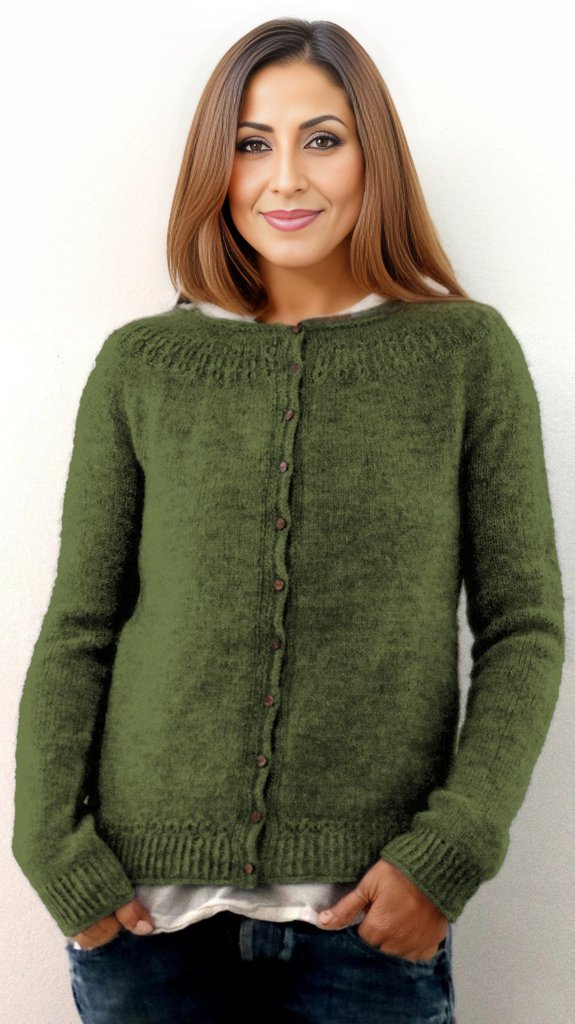 Naturlux® - Green plain long-sleeved sweater