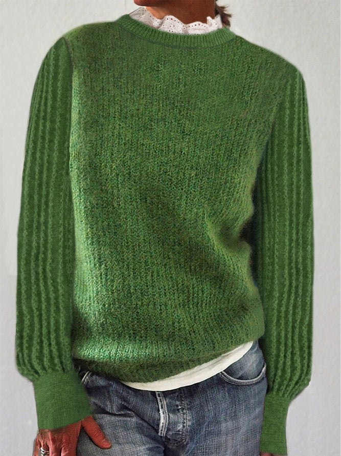 ChristStil® - Green long-sleeved sweater with round neck