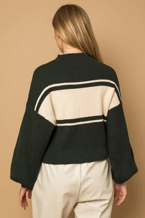 NaturLux® - Cozy Color Block Mock Neck Sweater