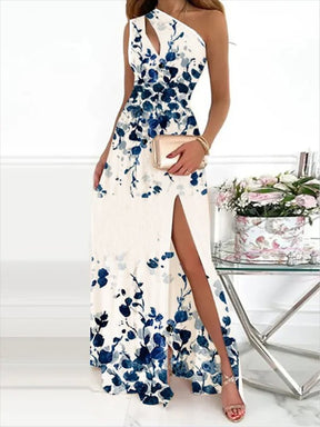 SpringStil® - Chic one shoulder maxi dress with print