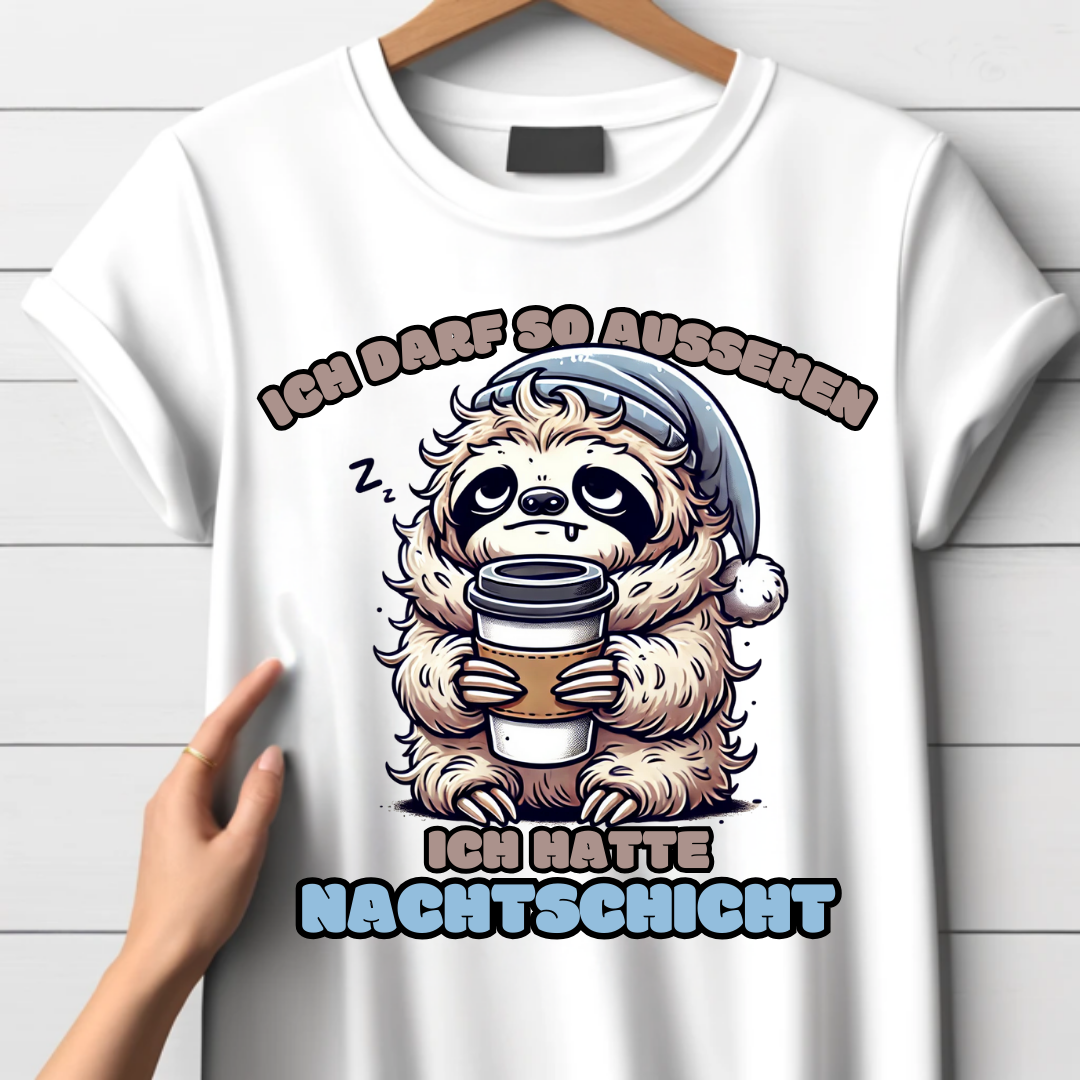 Faultier Nachtschicht | Lustiges Wintershirt | Humorvolles Faultier Design | Statement Shirt für kalte Tage