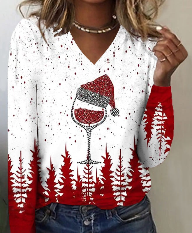 [OUTLET] FallStil® - Tipsy Red Wine Holiday Party Long Sleeve Top