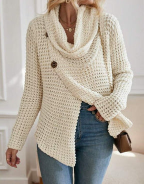 HerbstTrend® - Beige plain sweater with high neckline