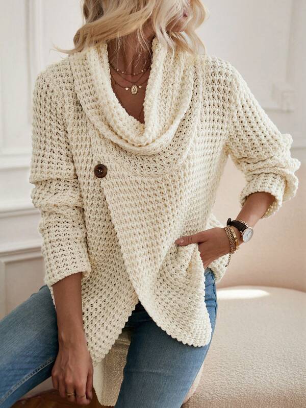 HerbstTrend® - Beige plain sweater with high neckline