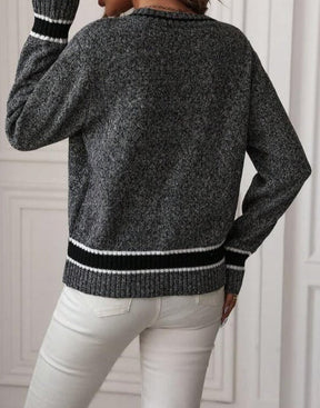 Reverie® - Grey long sleeve V-neck sweater