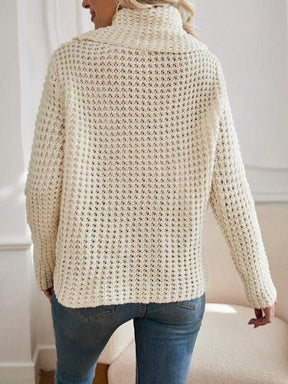 HerbstTrend® - Beige plain sweater with high neckline