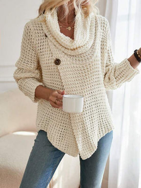 HerbstTrend® - Beige plain sweater with high neckline