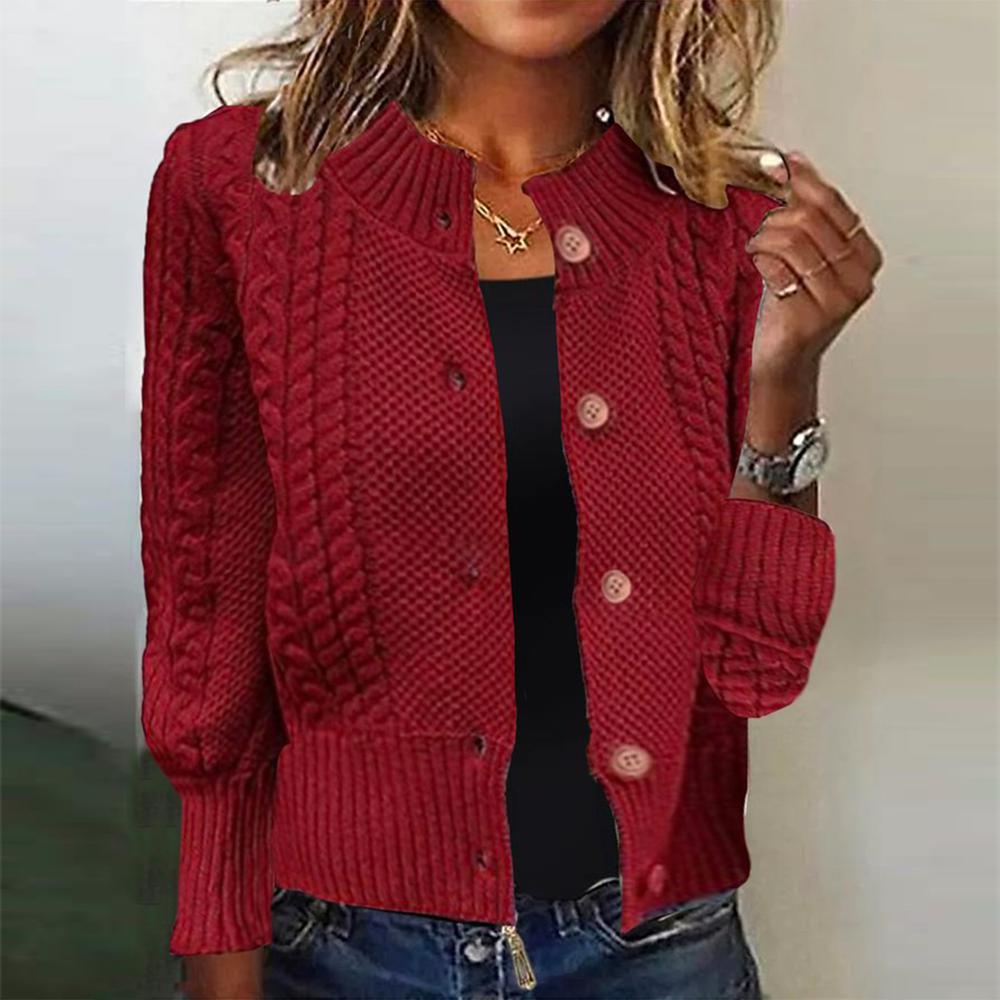 HerbstTrend® - Eye-catching red plain sweater with long sleeves