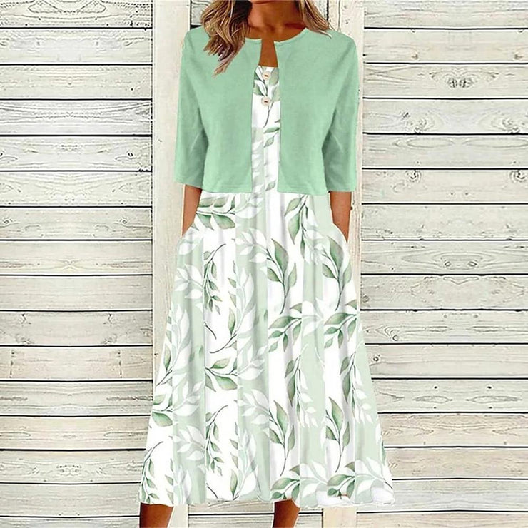 BlütenBliss® - Green midi dress with side pockets