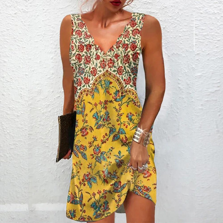 BlütenBliss® - Beautiful sleeveless mini dress with print