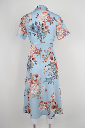 FloralBreeze Midi Wrap Dress