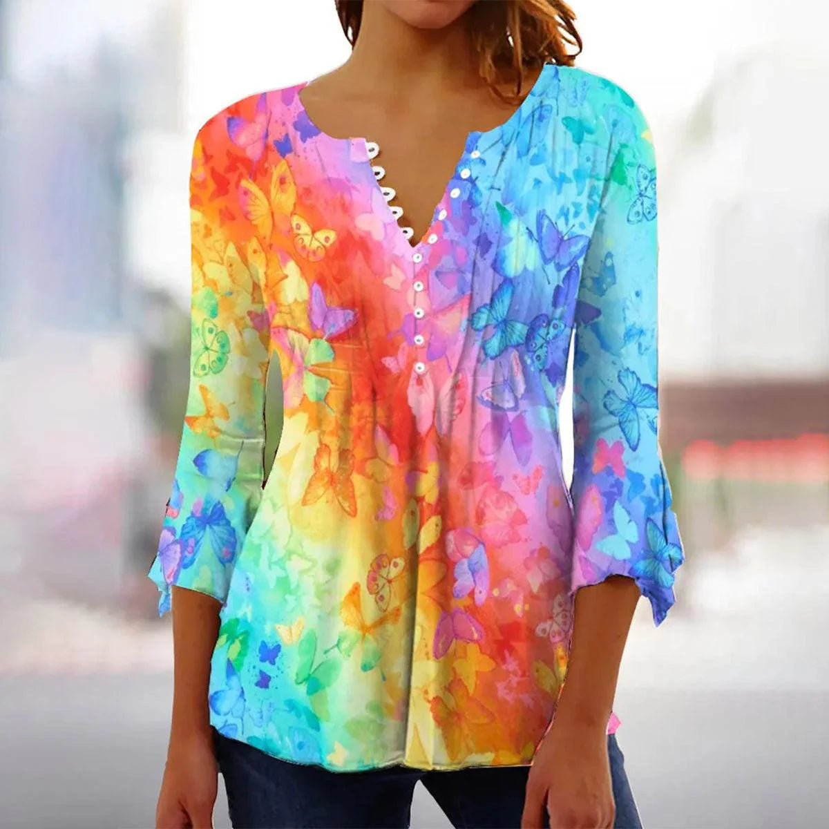 Rainbow Butterfly Top