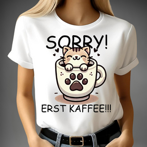 Entzückendes Katzen-Shirt | Lustiges Kaffeeliebhaber Design | Perfektes Winter-Outfit | Statement Shirt für Frauen