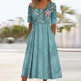 Flower Meadow Short Sleeve Midi Dress