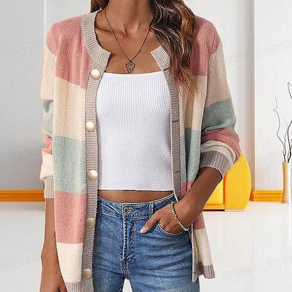 Even&amp;Vil® - Cute color block cardigan with long sleeves