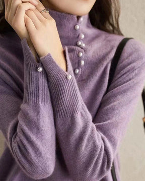 AvaVintage Button Turtleneck Purple