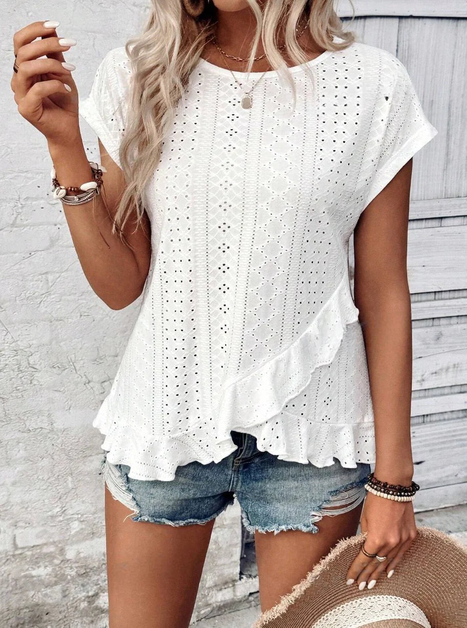 Round neck comfort top white