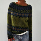 Reverie® - Green long sleeve striped sweater