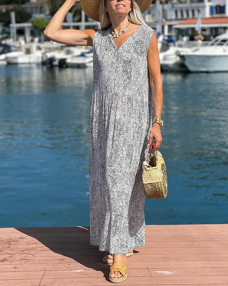 BlütenBliss® - Baggy sleeveless maxi dress with V-neck