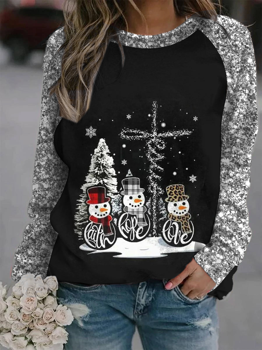 FallStil® - Three Snowmen Christmas Tree Long Sleeve Shirt