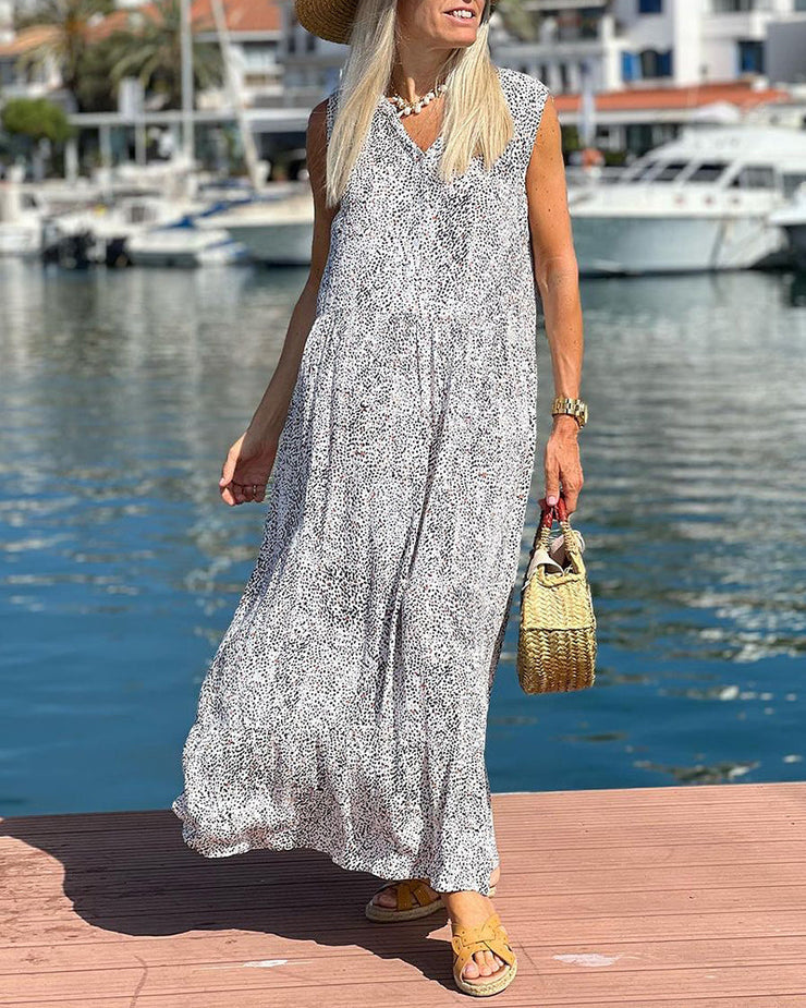 BlütenBliss® - Baggy sleeveless maxi dress with V-neck